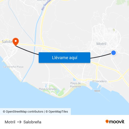 Motril to Salobreña map