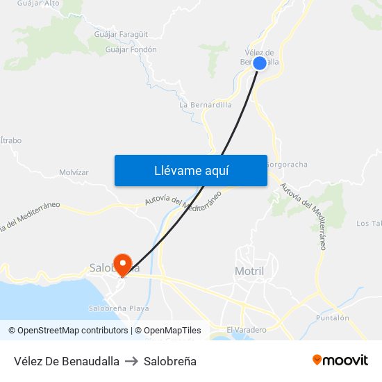 Vélez De Benaudalla to Salobreña map