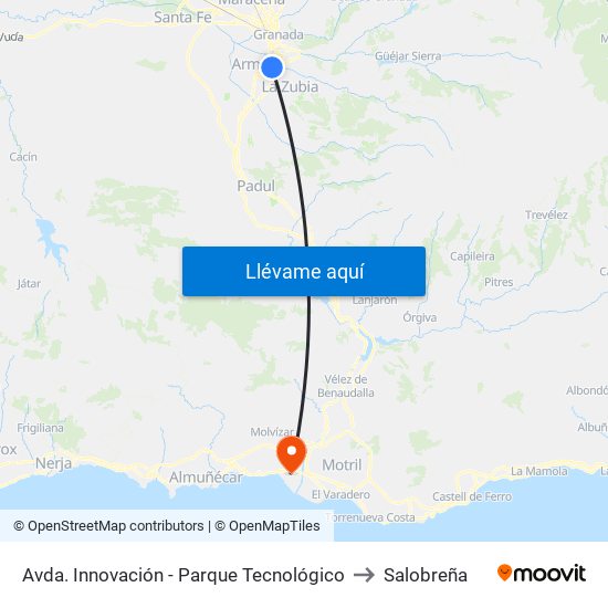 Avda. Innovación - Parque Tecnológico to Salobreña map
