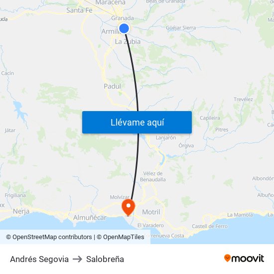 Andrés Segovia to Salobreña map