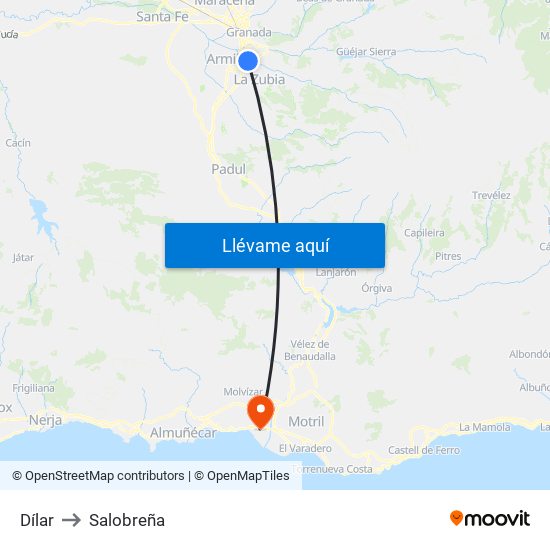 Dílar to Salobreña map