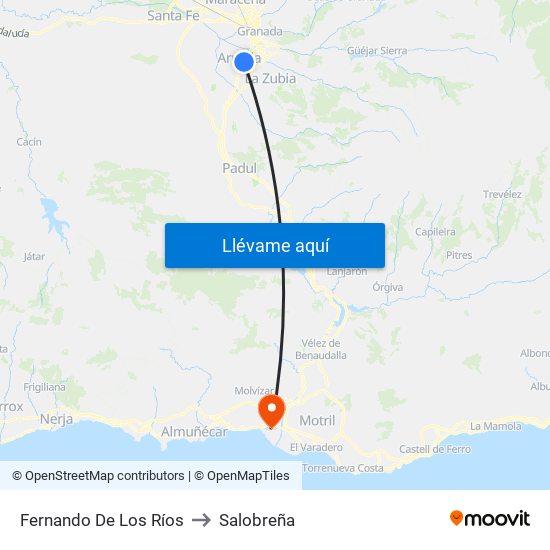 Fernando De Los Ríos to Salobreña map