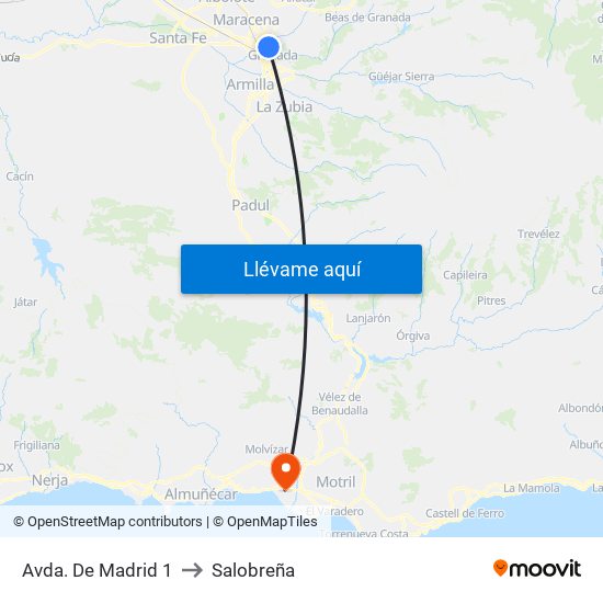 Avda. De Madrid 1 to Salobreña map