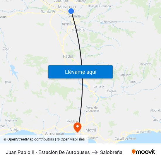 Juan Pablo II - Estación De Autobuses to Salobreña map