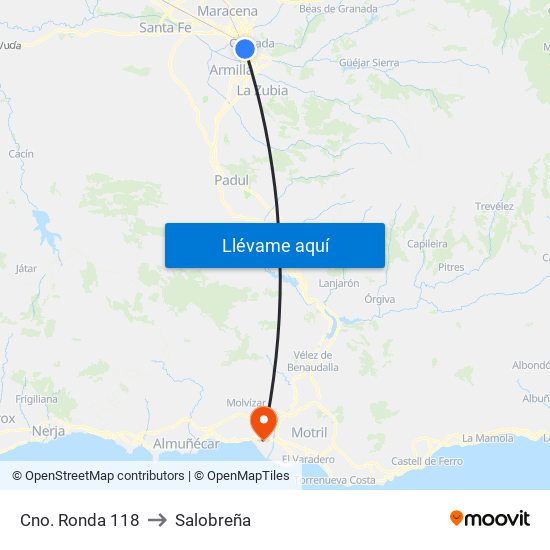 Cno. Ronda 118 to Salobreña map