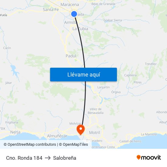 Cno. Ronda 184 to Salobreña map