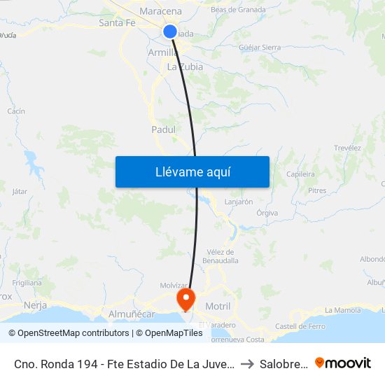 Cno. Ronda 194 - Fte Estadio De La Juventud to Salobreña map