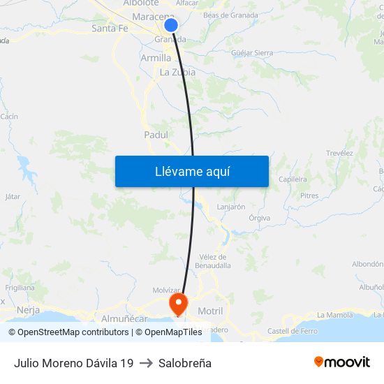 Julio Moreno Dávila 19 to Salobreña map