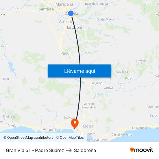 Gran Vía 61 - Padre Suárez to Salobreña map
