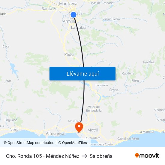 Cno. Ronda 105 - Méndez Núñez to Salobreña map