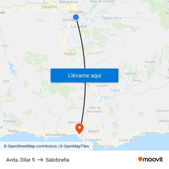 Avda. Dílar 9 to Salobreña map