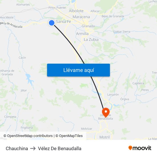 Chauchina to Vélez De Benaudalla map