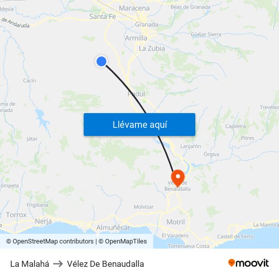 La Malahá to Vélez De Benaudalla map