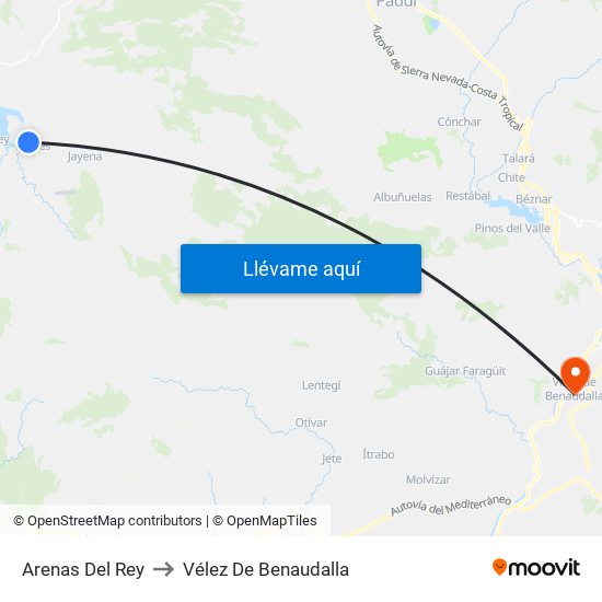 Arenas Del Rey to Vélez De Benaudalla map