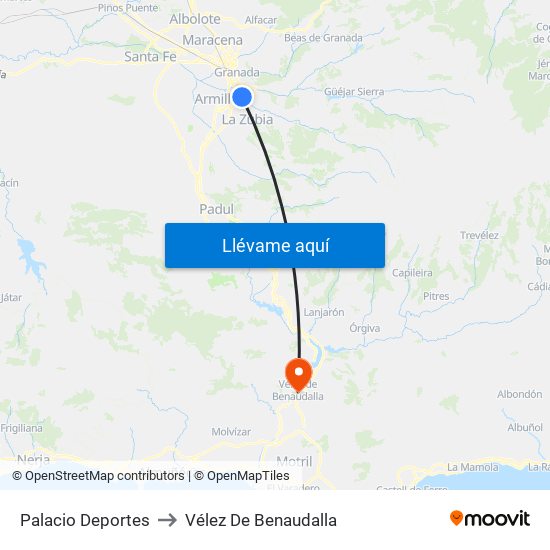 Palacio Deportes to Vélez De Benaudalla map