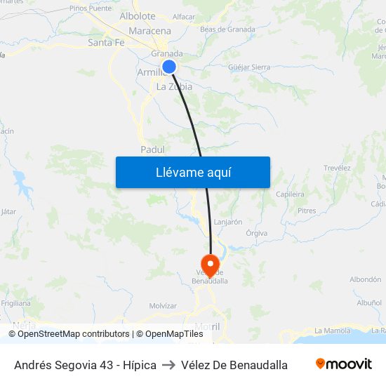 Andrés Segovia 43 - Hípica to Vélez De Benaudalla map