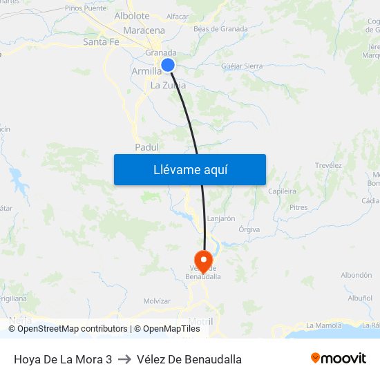 Hoya De La Mora 3 to Vélez De Benaudalla map