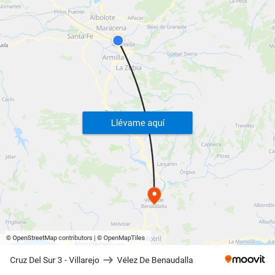 Cruz Del Sur 3 - Villarejo to Vélez De Benaudalla map
