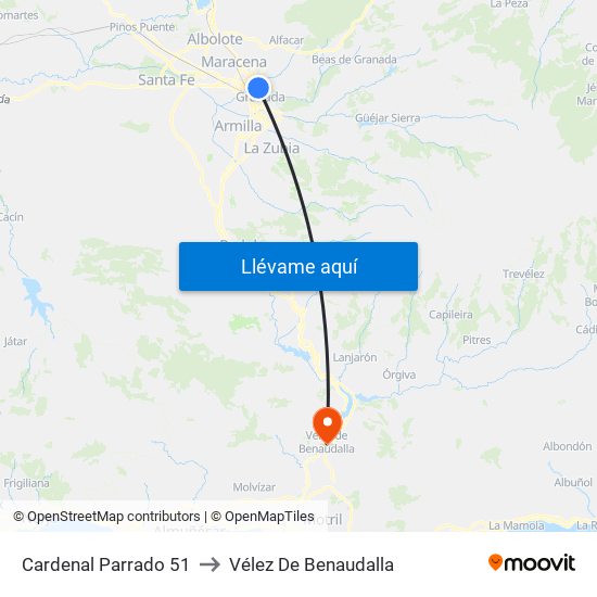 Cardenal Parrado 51 to Vélez De Benaudalla map