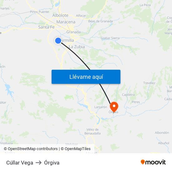 Cúllar Vega to Órgiva map
