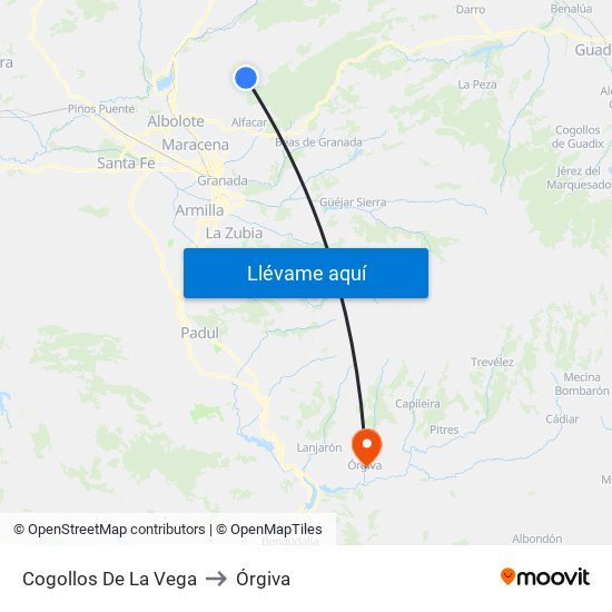 Cogollos De La Vega to Órgiva map