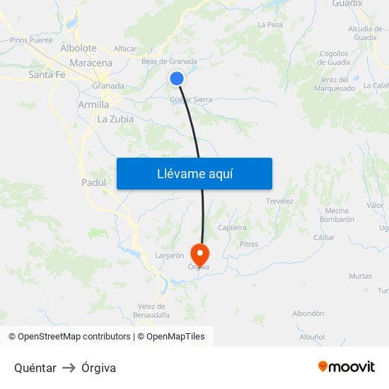 Quéntar to Órgiva map