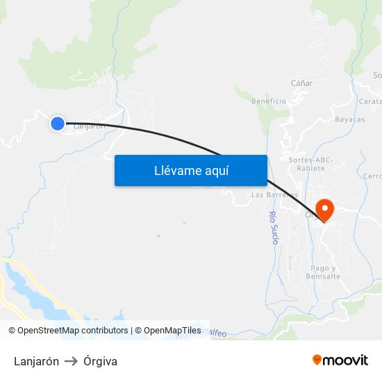 Lanjarón to Órgiva map