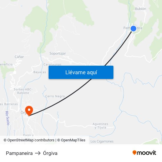 Pampaneira to Órgiva map