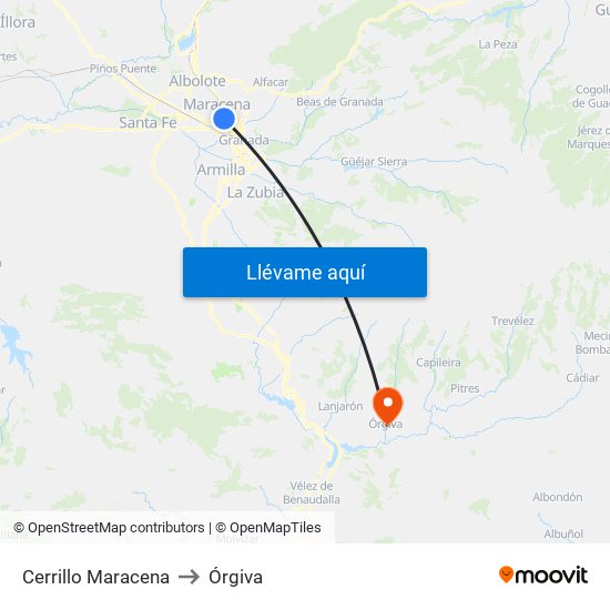 Cerrillo Maracena to Órgiva map