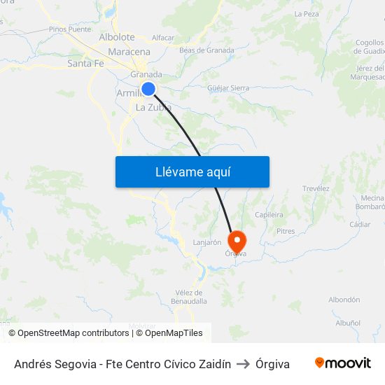 Andrés Segovia - Fte Centro Cívico Zaidín to Órgiva map