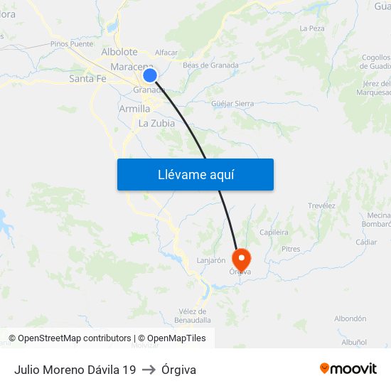 Julio Moreno Dávila 19 to Órgiva map