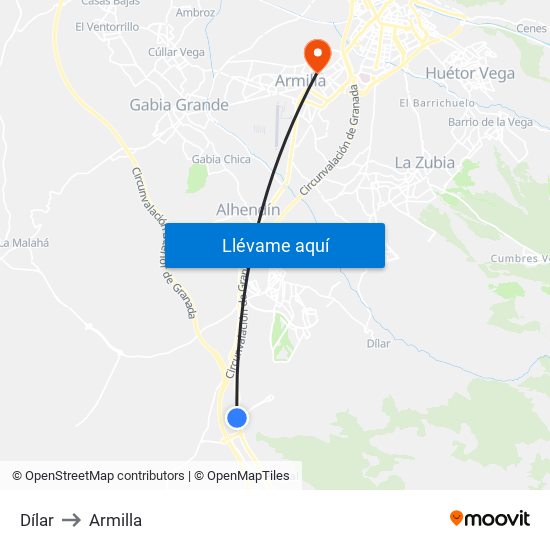 Dílar to Armilla map