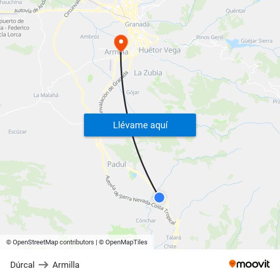 Dúrcal to Armilla map