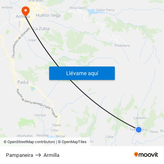 Pampaneira to Armilla map