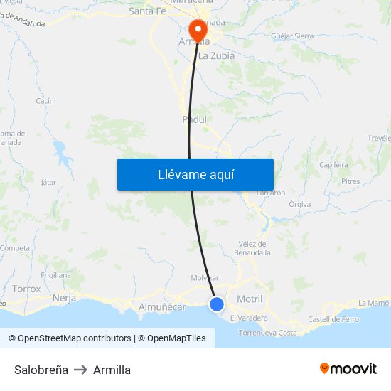 Salobreña to Armilla map