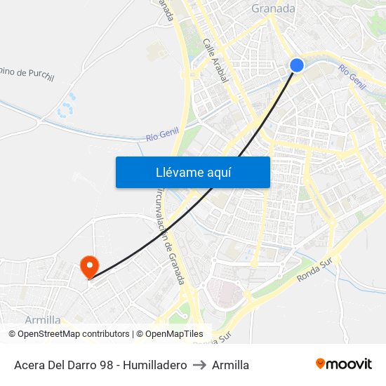 Acera Del Darro 98 - Humilladero to Armilla map