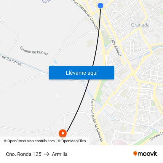 Cno. Ronda 125 to Armilla map