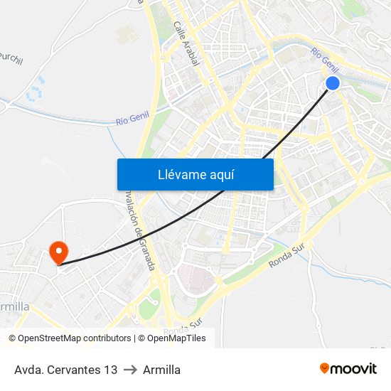 Avda. Cervantes 13 to Armilla map