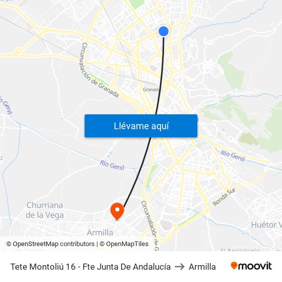 Tete Montoliú 16 - Fte Junta De Andalucía to Armilla map