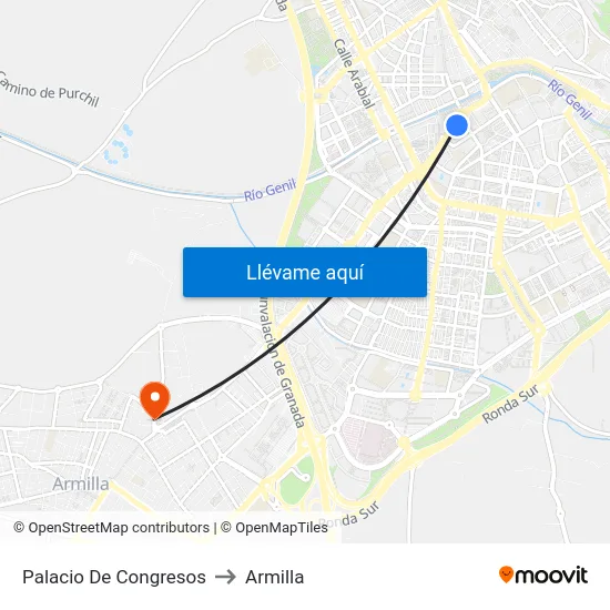 Palacio De Congresos to Armilla map