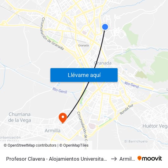 Profesor Clavera - Alojamientos Universitarios to Armilla map