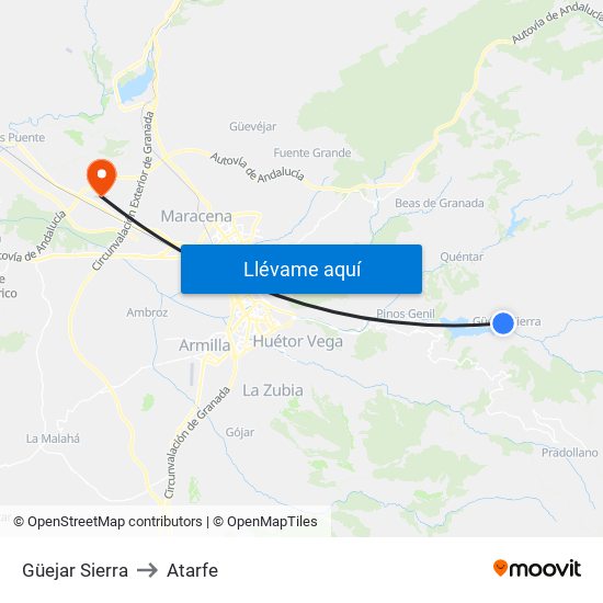 Güejar Sierra to Atarfe map