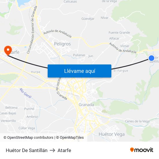 Huétor De Santillán to Atarfe map