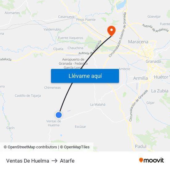 Ventas De Huelma to Atarfe map
