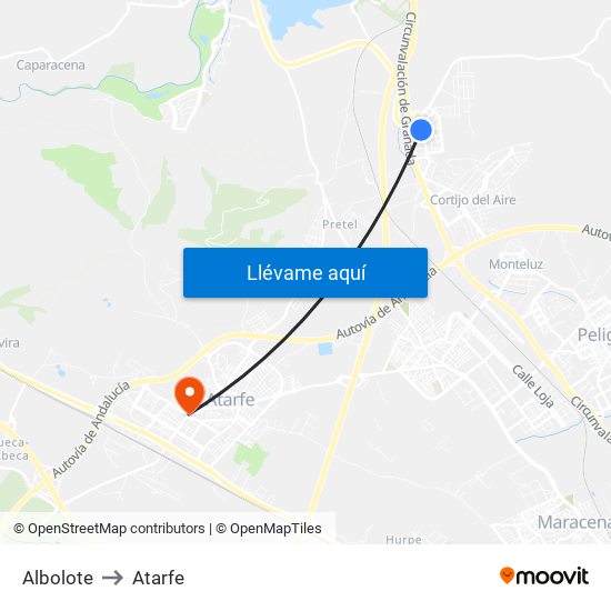 Albolote to Atarfe map