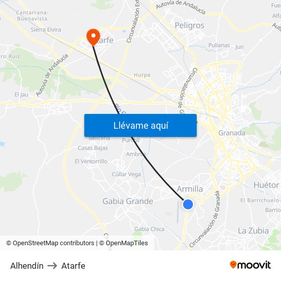 Alhendín to Atarfe map