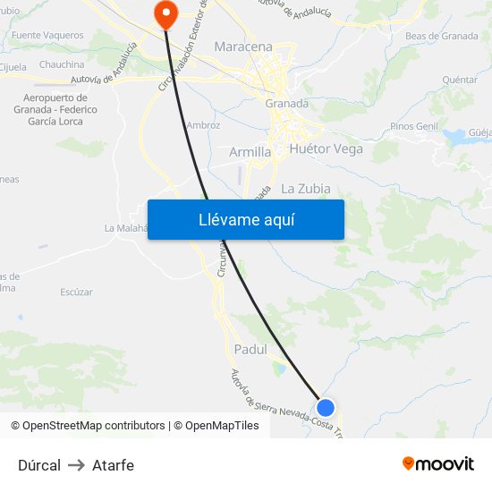 Dúrcal to Atarfe map