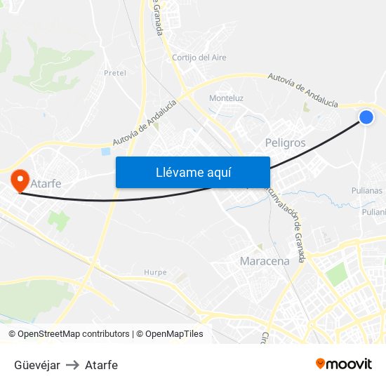 Güevéjar to Atarfe map