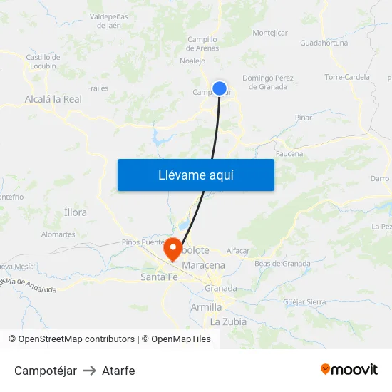 Campotéjar to Atarfe map