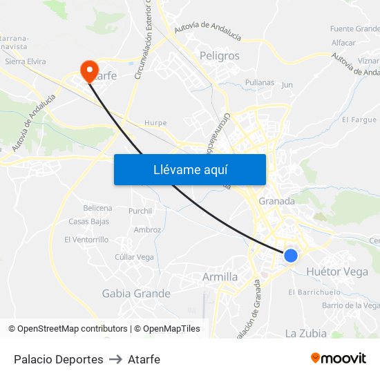 Palacio Deportes to Atarfe map